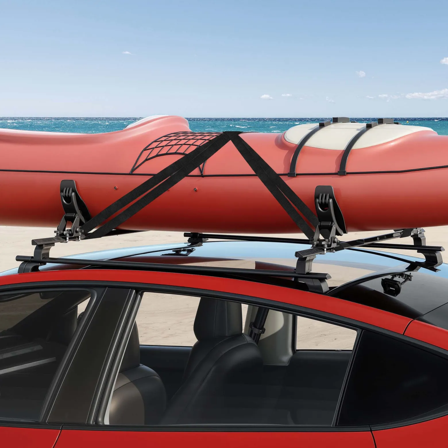 Wiltec Dachträger Set für Kajaks & SUP-Boards bis 70 kg 4 Stück, Boothalterung für Autodachträger, einfache Montage & verstellbarer Winkel, inkl. Befestigungsriemen