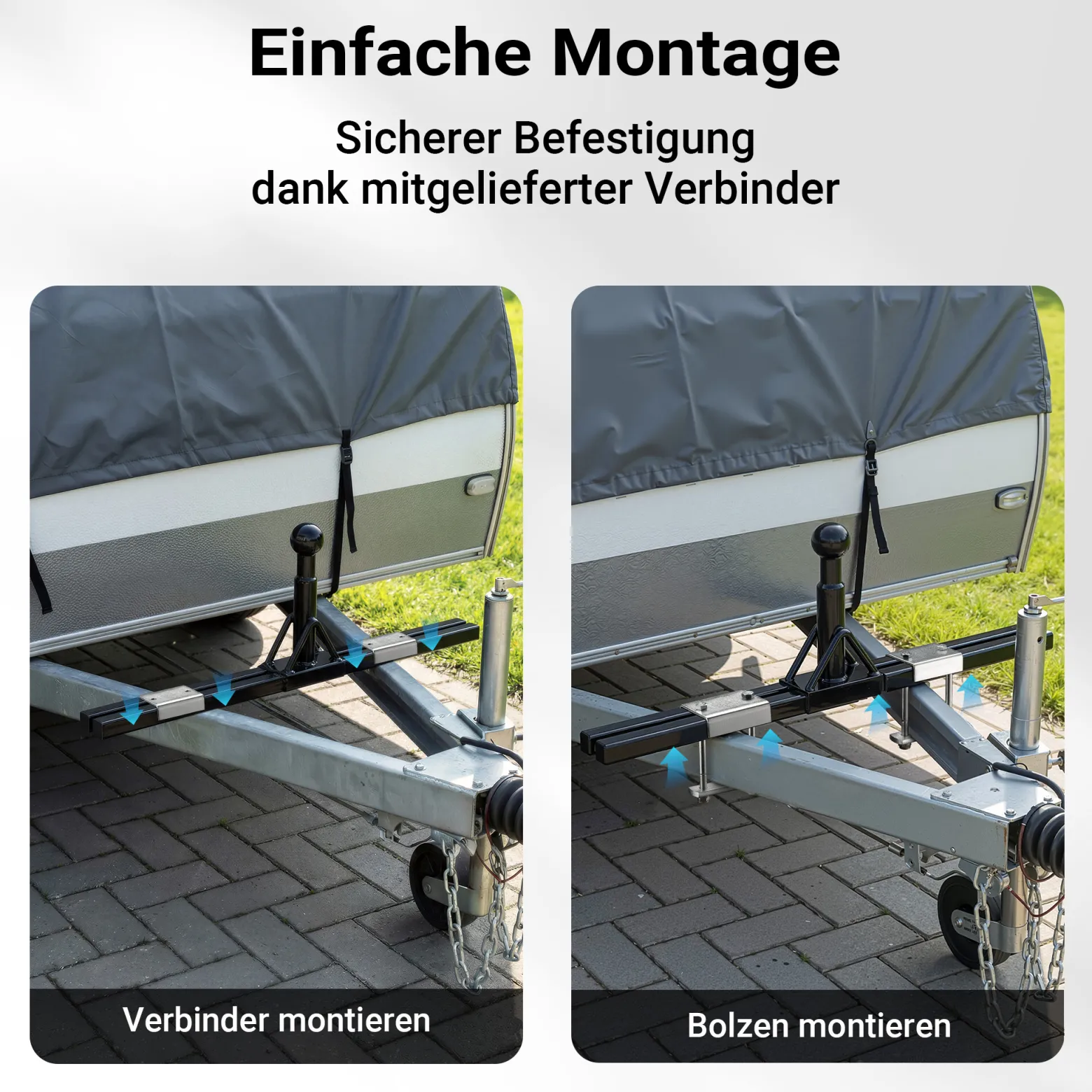 Wiltec Deichsel-Fahrradträger bis 80 kg aus Stahl, Adapter zur Fahrradträgermontage auf Deichsel für Anhänger und Wohnwagen