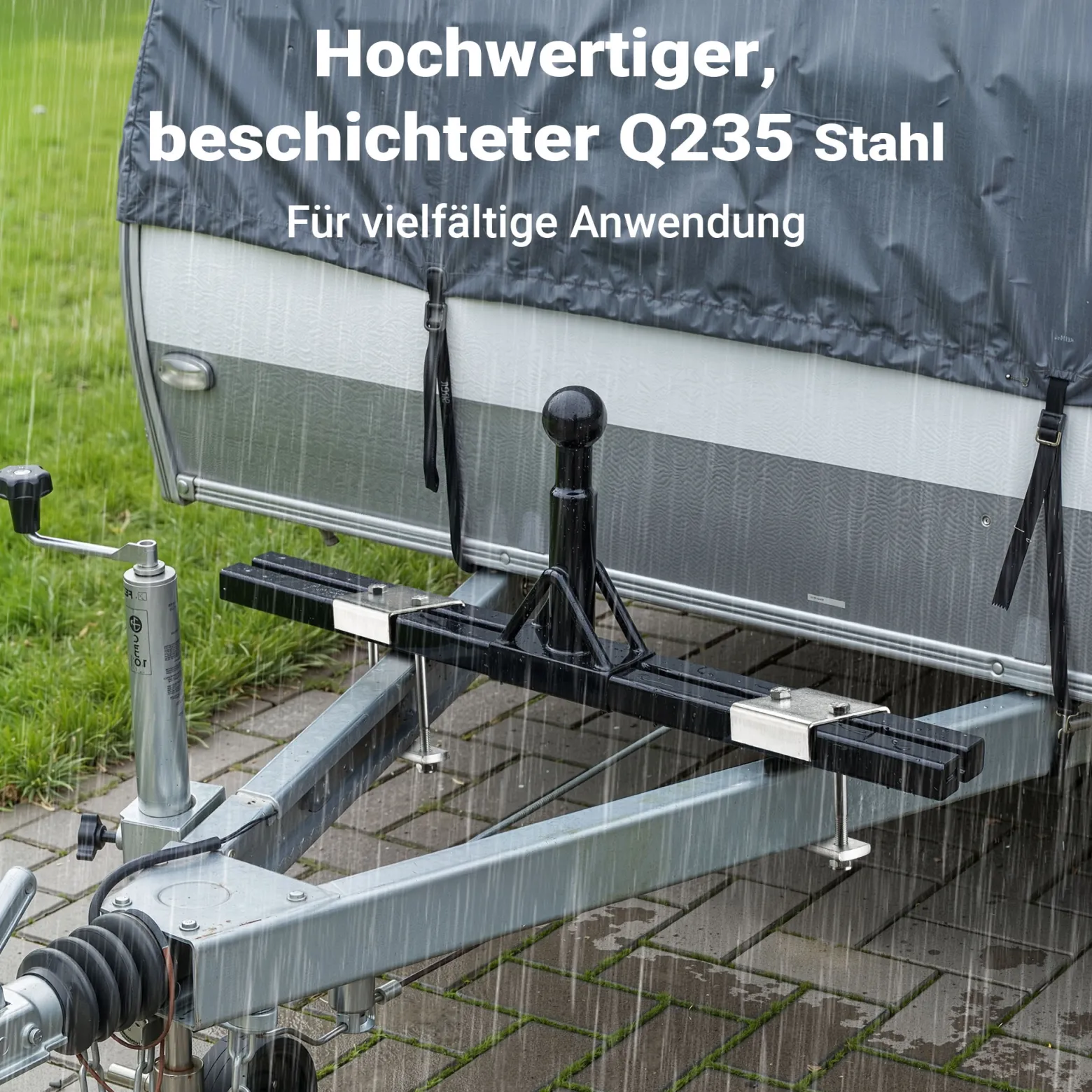Wiltec Deichsel-Fahrradträger bis 80 kg aus Stahl, Adapter zur Fahrradträgermontage auf Deichsel für Anhänger und Wohnwagen