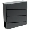 Wiltec Designer Briefkasten V16 Anthrazit 370 x 105 x 370 mm, Wandbriefkasten mit Schloss und Zeitungsrolle, Postkasten aus pulverbeschichtetem Stahl