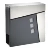 Wiltec Designer Briefkasten V24 Anthrazit und Edelstahl 370 x 105 x 370 mm, Wandbriefkasten mit Schloss, Sichtfenstern und Zeitungsrolle, Postkasten aus pulverbeschichtetem Stahl