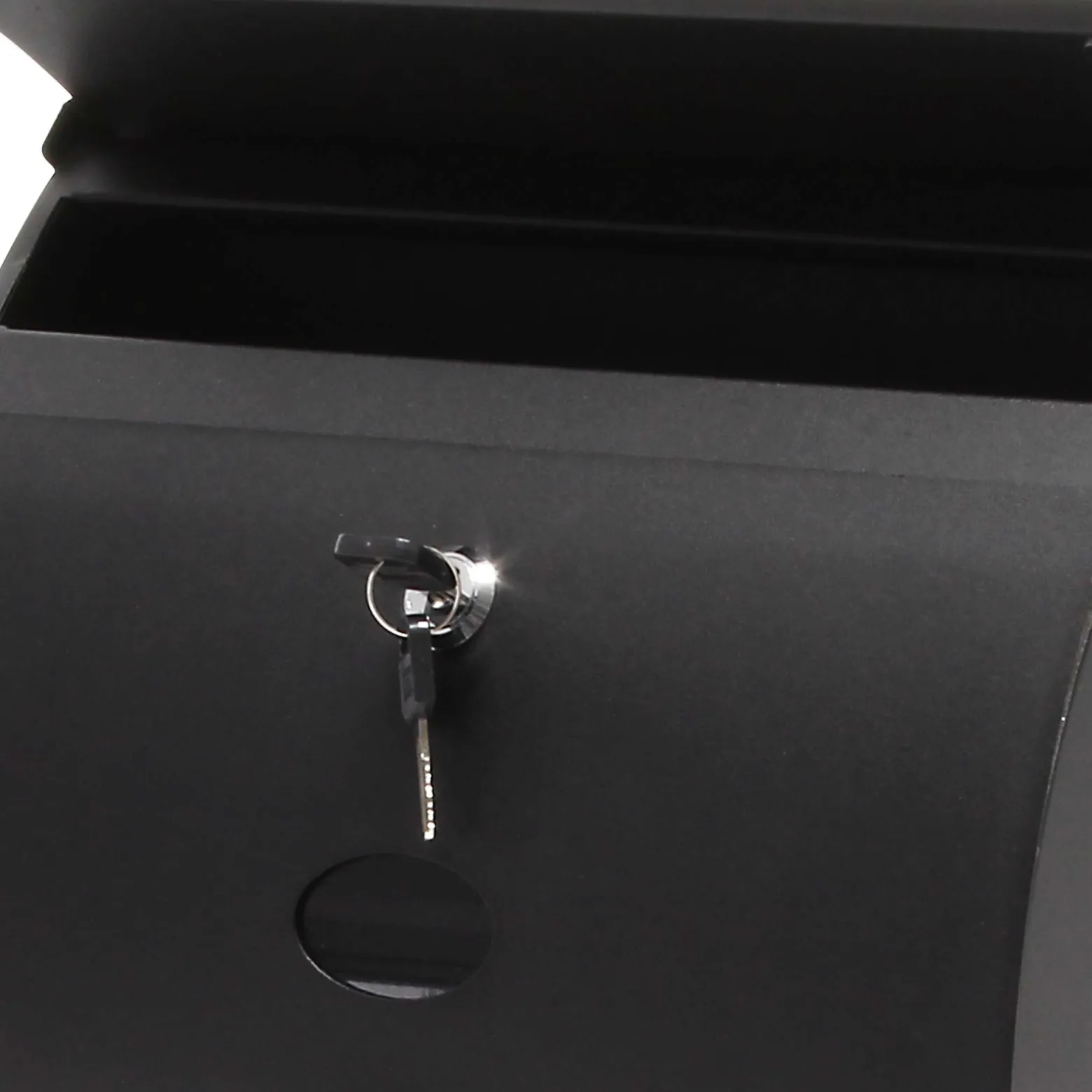 Wiltec Designer Briefkasten V18 schwarz 305 x 120 x 400 mm, Wandbriefkasten mit Schloss, Sichtfenstern und Zeitungsrolle, Postkasten aus pulverbeschichtetem Stahl