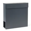 Wiltec Designer Briefkasten V49 anthrazit 370 x 105 x 370 mm, Wandbriefkasten mit Schloss und Zeitungsrolle, Postkasten aus pulverbeschichtetem Stahl