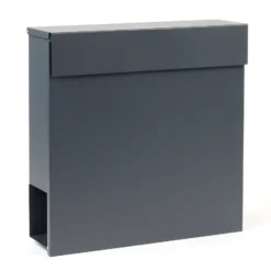 Wiltec Designer Briefkasten V49 anthrazit 370 x 105 x 370 mm, Wandbriefkasten mit Schloss und Zeitungsrolle, Postkasten aus pulverbeschichtetem Stahl