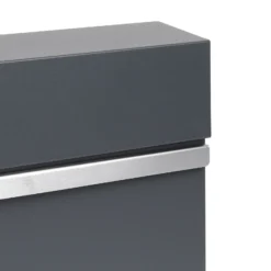 Wiltec Designer Briefkasten V50 Anthrazit und Edelstahl 370 x 105 x 370 mm, Wandbriefkasten mit Schloss, Sichtfenstern, Zeitungsrolle, Postkasten aus galvanisiertem Stahl