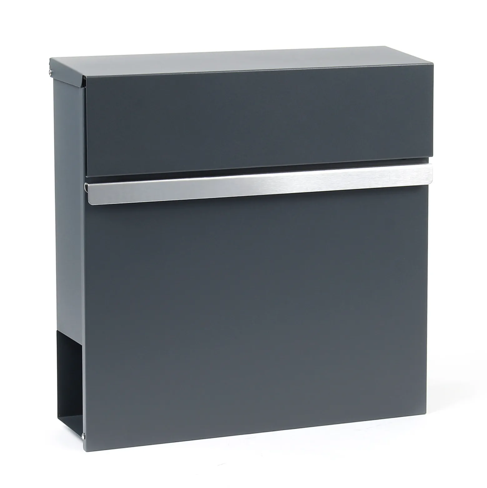 Wiltec Designer Briefkasten V50 Anthrazit und Edelstahl 370 x 105 x 370 mm, Wandbriefkasten mit Schloss, Sichtfenstern, Zeitungsrolle, Postkasten aus galvanisiertem Stahl