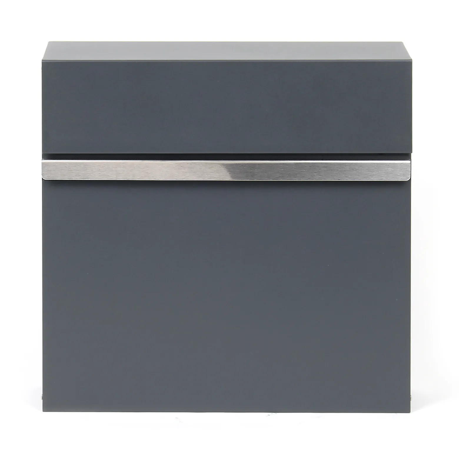 Wiltec Designer Briefkasten V50 Anthrazit und Edelstahl 370 x 105 x 370 mm, Wandbriefkasten mit Schloss, Sichtfenstern, Zeitungsrolle, Postkasten aus galvanisiertem Stahl