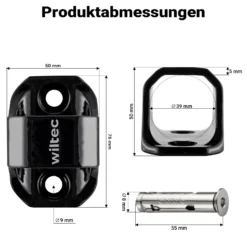 Wiltec Diebstahlsicherungsanker Typ 02 aus Stahl 76 x 50 x 54 mm, Diebstahlsicherung Wand- und Bodenanker für Motorrad und Fahrrad