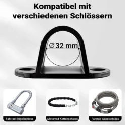 Wiltec Diebstahlsicherungsanker Typ 01 aus Stahl 100 x 50 x 50 mm, Diebstahlsicherung Wand- und Bodenanker für Motorrad und Fahrrad