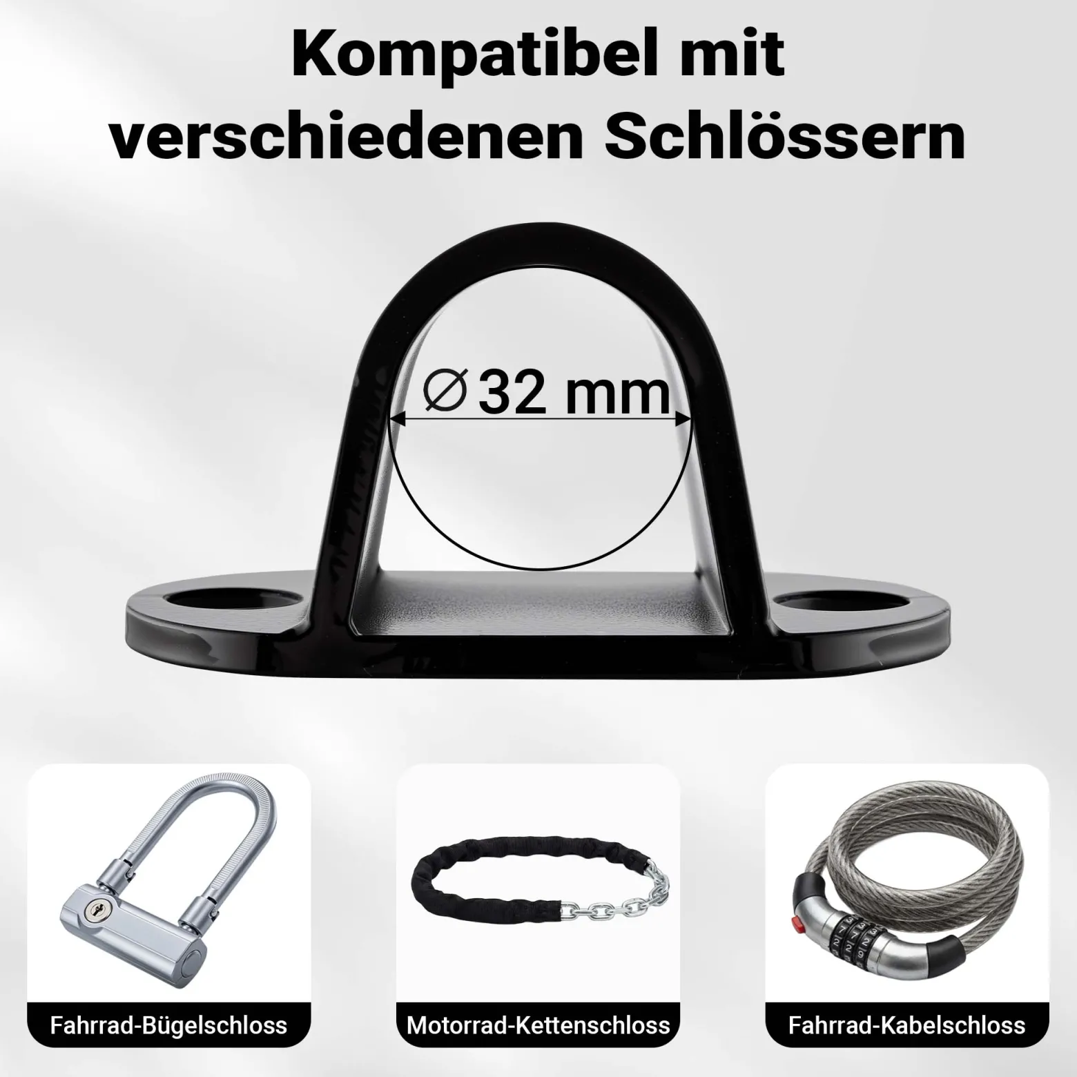 Wiltec Diebstahlsicherungsanker Typ 01 aus Stahl 100 x 50 x 50 mm, Diebstahlsicherung Wand- und Bodenanker für Motorrad und Fahrrad