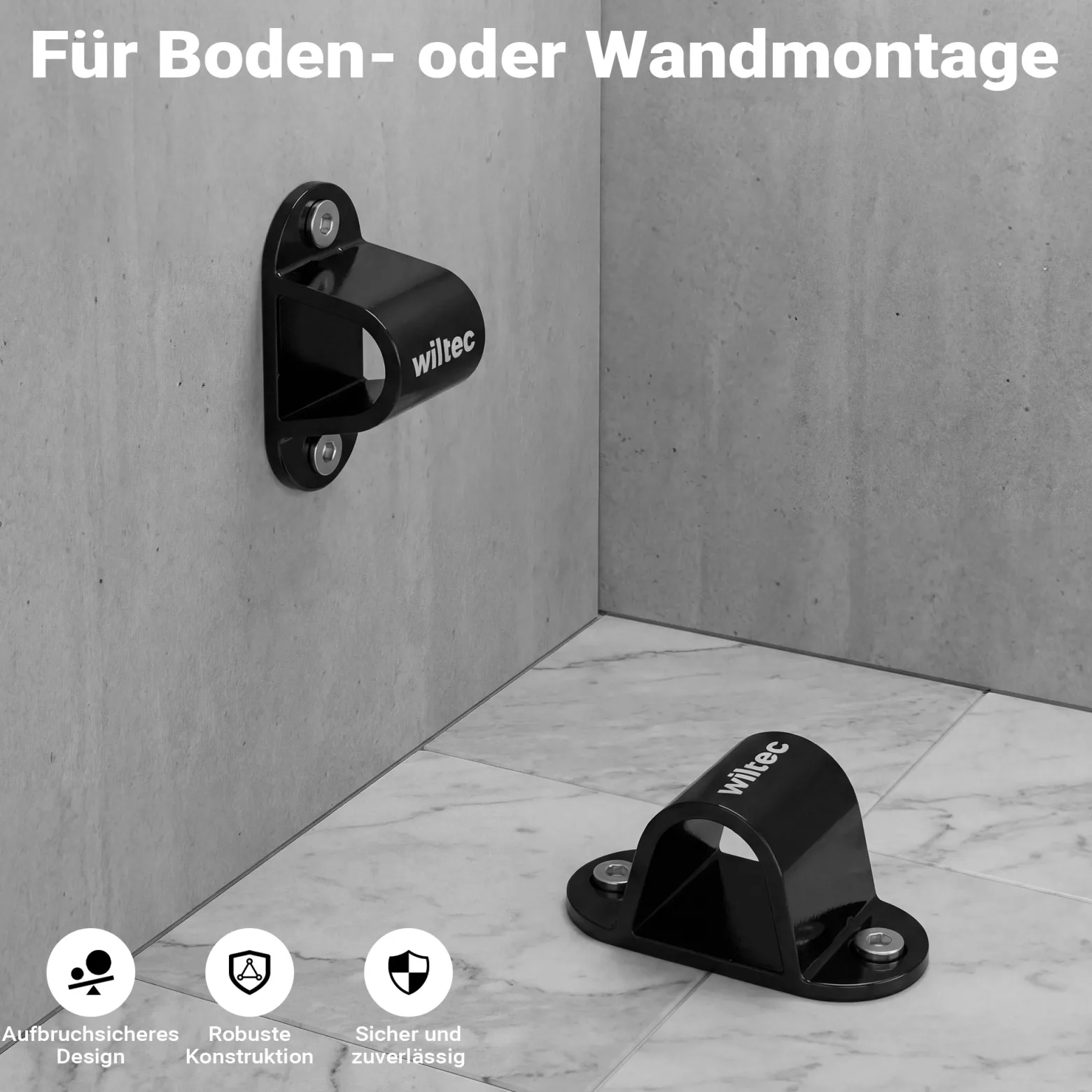 Wiltec Diebstahlsicherungsanker Typ 01 aus Stahl 100 x 50 x 50 mm, Diebstahlsicherung Wand- und Bodenanker für Motorrad und Fahrrad