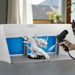 Wiltec Doppel Airbrush Absauganlage 8 m³/min, nur 52 dB, zur Absaugung von Farbe Farbnebel Sprühnebel, Filter erweiterbar, hochwertige Lackierkabine für Airbrush-Arbeiten