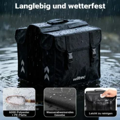 Wiltec Doppel Gepäckträgertasche 35 x 13 x 30 cm, Fahrradtasche Gepäckträger 30 l Stauraum, wasserresistente Fahrrad Tasche, Gepäcktasche leichte Handhabung