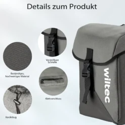 Wiltec Doppel Gepäckträgertasche, Fahrradtasche Gepäckträger 35 l Stauraum, wasserresistente Fahrrad Tasche, Gepäcktasche leichte Handhabung