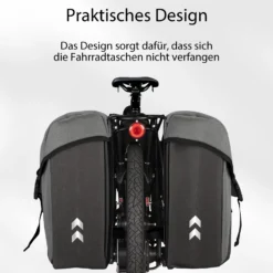 Wiltec Doppel Gepäckträgertasche, Fahrradtasche Gepäckträger 35 l Stauraum, wasserresistente Fahrrad Tasche, Gepäcktasche leichte Handhabung