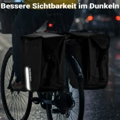 Wiltec Doppel Gepäckträgertasche 37 x 16 x 51 cm, Fahrradtasche Gepäckträger 46 l Stauraum, wasserresistente Fahrrad Tasche, Gepäcktasche mit seitlichen Taschen