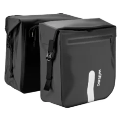 Wiltec Doppel Gepäckträgertasche 37 x 16 x 51 cm, Fahrradtasche Gepäckträger 46 l Stauraum, wasserresistente Fahrrad Tasche, Gepäcktasche mit seitlichen Taschen