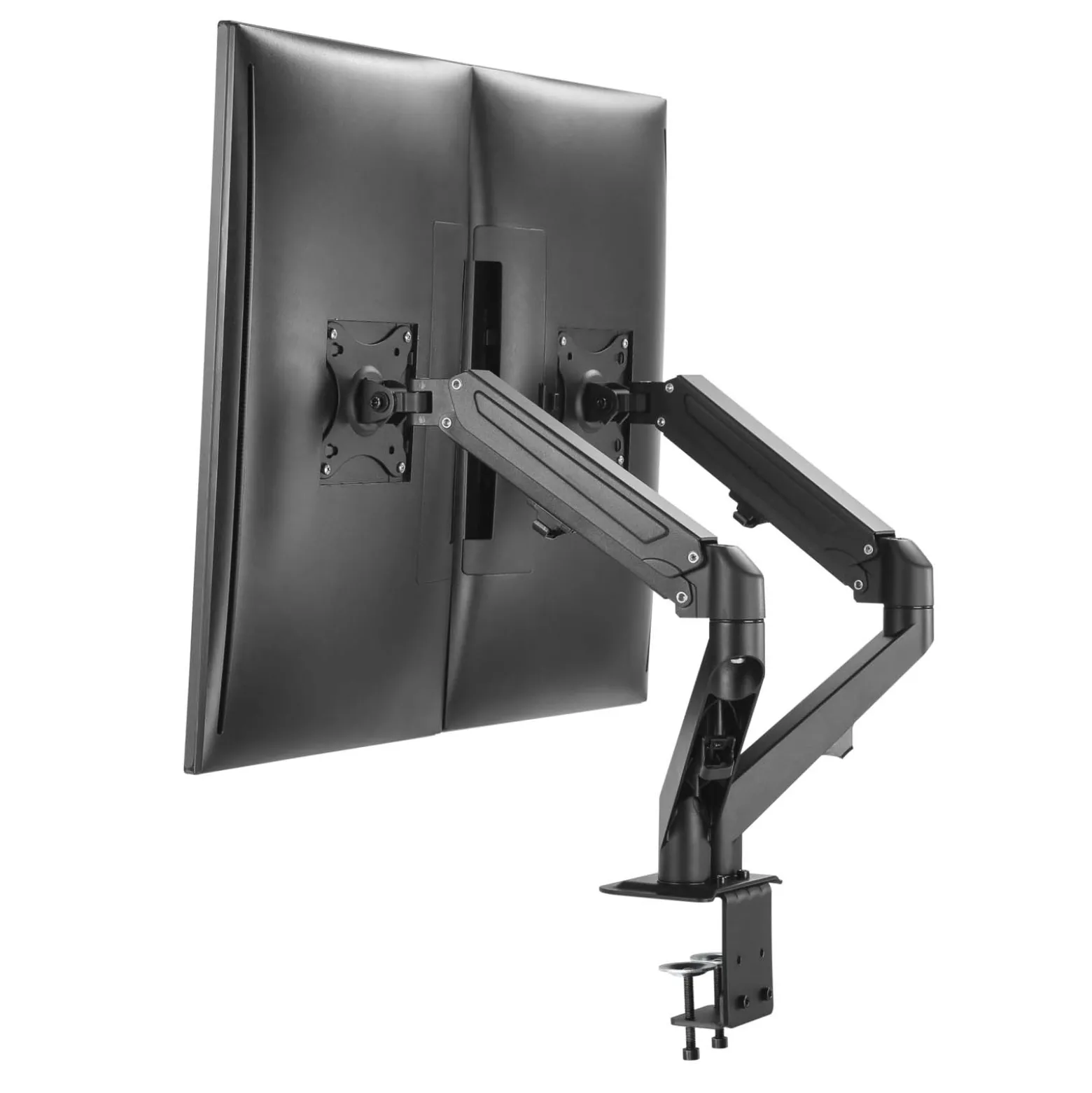 Wiltec Doppel Monitorhalterung mit Gasdruckfeder für zwei Monitore 17-27 Zoll Tischhalterung VESA