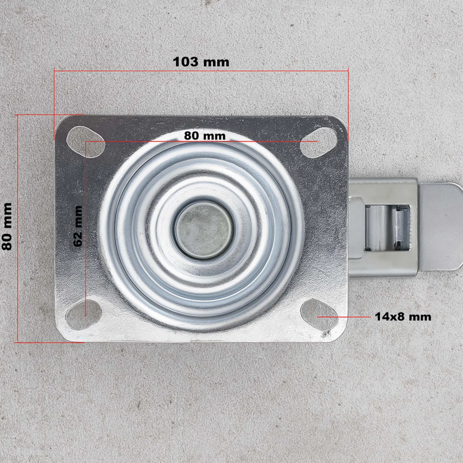 Wiltec Doppelstopp-Lenkrolle Ø125mm bis 100kg Tragkraft mit Gummirad und Feststellbremse leiser Lauf, Transportrolle Möbelrolle Laufrolle Möbel-Lenkrolle