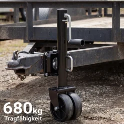 Wiltec Doppelstützrad bis 680 kg, Anhängerstütze aus Stahl, Stützlast Bugrad mit Schwenkarm, Schwerlast Abstellstütze mit Zwillingsrädern