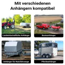 Wiltec Doppelstützrad bis 200 kg, Anhängerstütze mit aufblasbaren Reifen, Stützlast Bugrad ausziehbar, Schwerlast Abstellstütze mit Kunststofffelgen