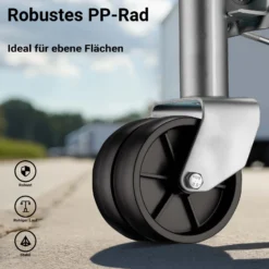Wiltec Doppelstützrad bis 680 kg, Anhängerstütze aus Stahl, Stützlast Bugrad mit Schwenkarm, Schwerlast Abstellstütze mit Zwillingsrädern