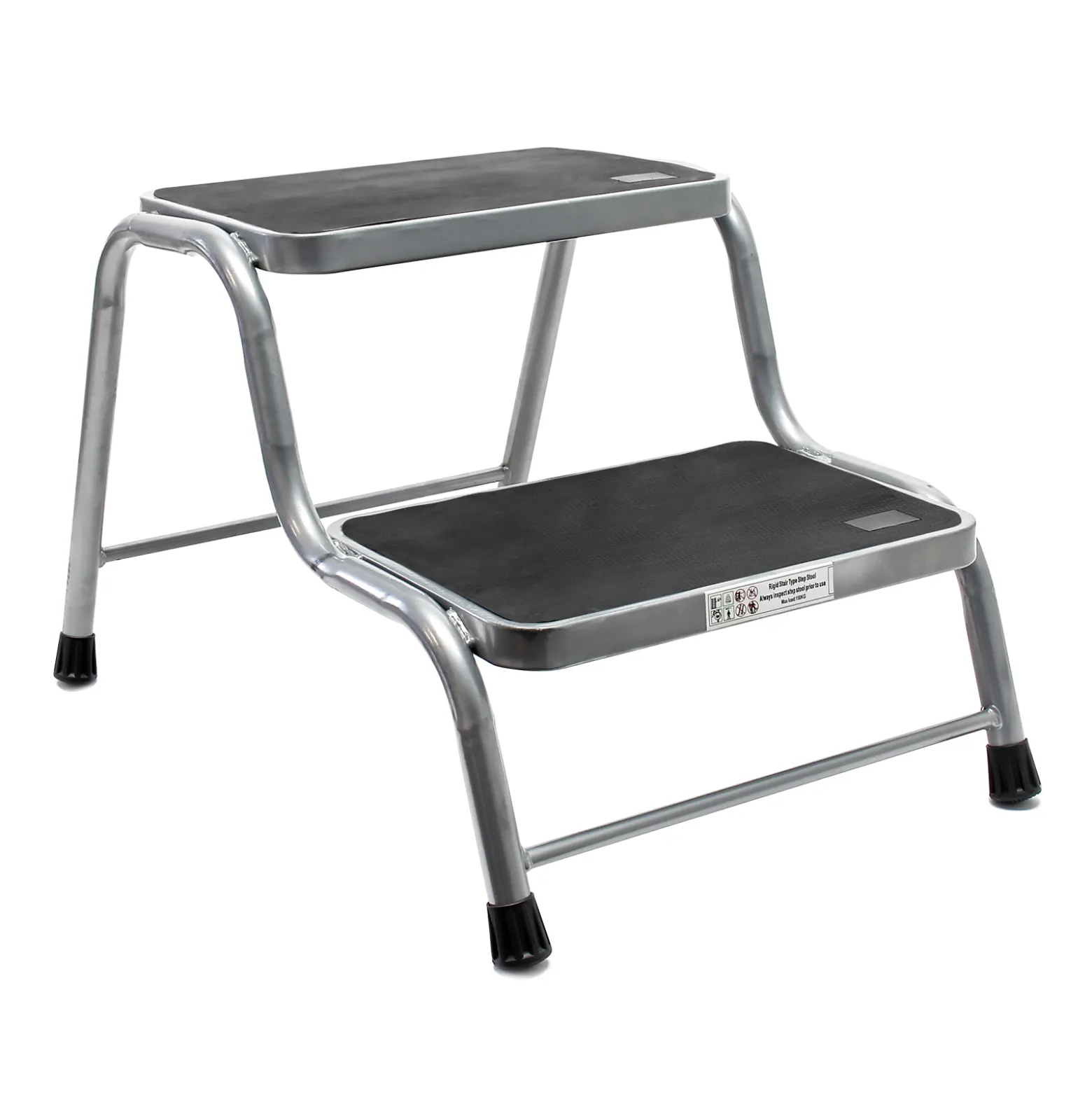 Wiltec Doppeltrittstufe aus Stahl bis 150 kg, 2 Stufen Tritt mit rutschfester Trittfläche, Trittleiter für Camping, Outdoor und Haushalt