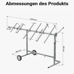 Wiltec Drehlackierständer 2300 x 610 x 1340 mm, mit 4 Haubenhalter und 2 Spoilerhalter, Lackierständer verstellbar für Kotflügel, Türen, Stoßstange, Lackierbock
