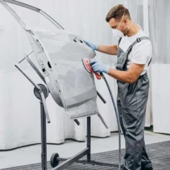 Wiltec Drehlackierständer 2300 x 610 x 1340 mm, mit 4 Haubenhalter und 2 Spoilerhalter, Lackierständer verstellbar für Kotflügel, Türen, Stoßstange, Lackierbock