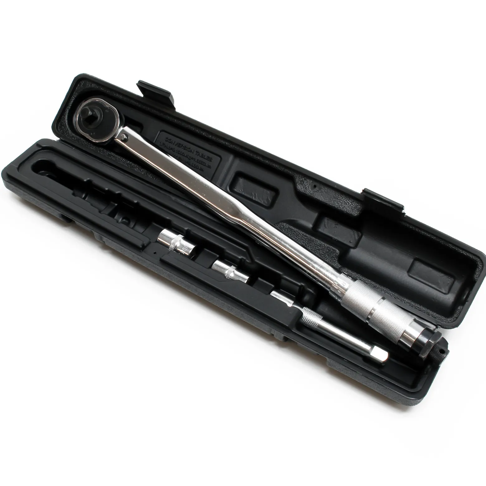 Wiltec Drehmomentschlüssel mit 1/2" (12,7mm) und 28-210 Nm, mit 127mm Verlängerung und 2 Stecknüssen 17/19mm