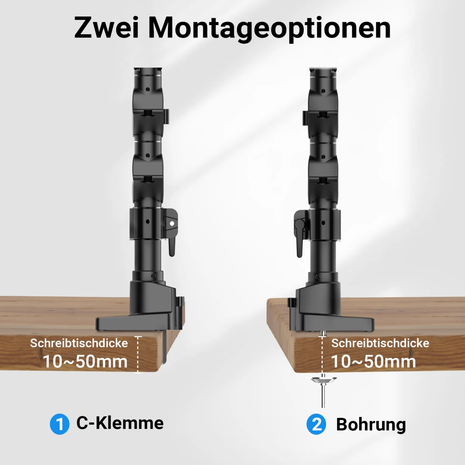 Wiltec Dreifach Monitorhalterung Schreibtisch mit 360° VESA-Platte, Bildschirmhalterung bis 9 kg pro Monitor, Monitorhalter mit Tischklemme