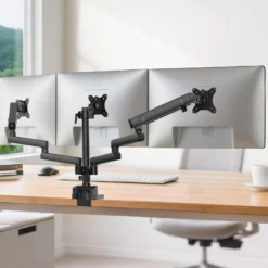 Wiltec Dreifach Monitorhalterung Schreibtisch mit 360° VESA-Platte, Bildschirmhalterung bis 9 kg pro Monitor, Monitorhalter mit Tischklemme