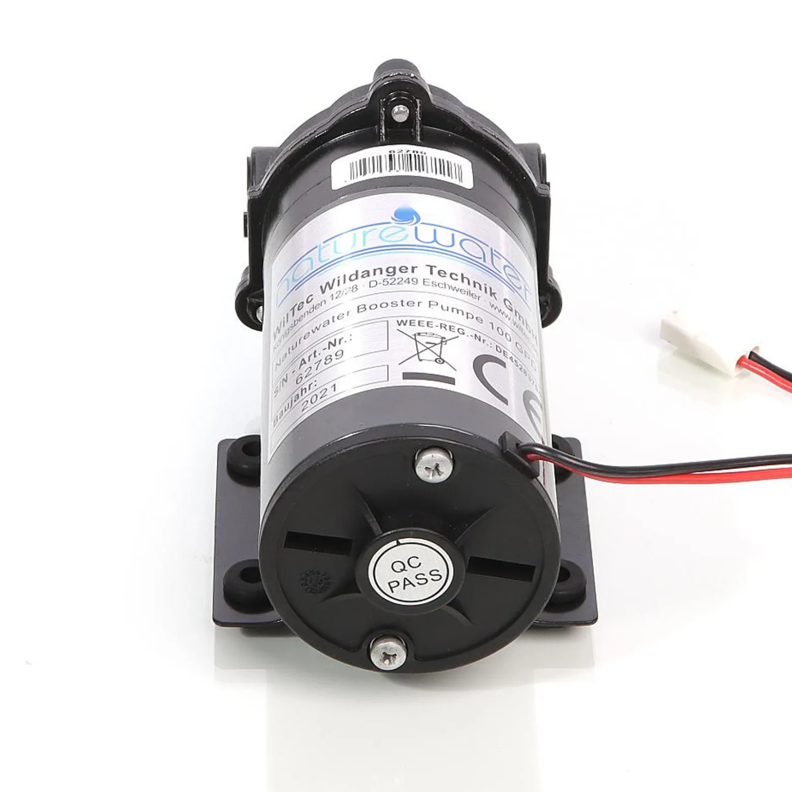 Wiltec Druckerhöhungspumpe 100 GPD (350 l), Booster Pumpe 35 W für Umkehrosmoseanlage, Wasser Eingangsdruck 2 bar auf Ausgangsdruck 5 bar