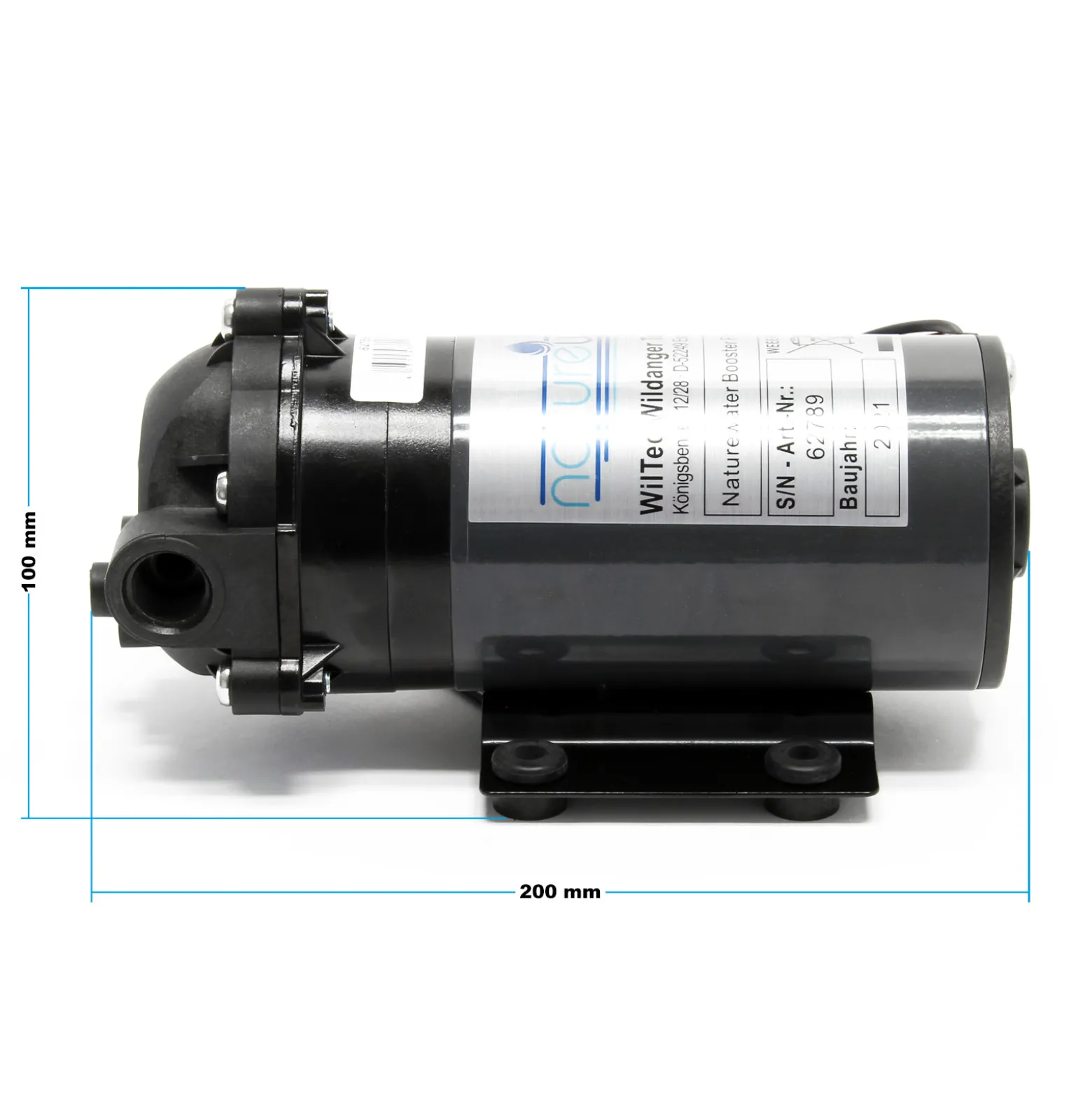 Wiltec Druckerhöhungspumpe 100 GPD (350 l), Booster Pumpe 35 W für Umkehrosmoseanlage, Wasser Eingangsdruck 2 bar auf Ausgangsdruck 5 bar