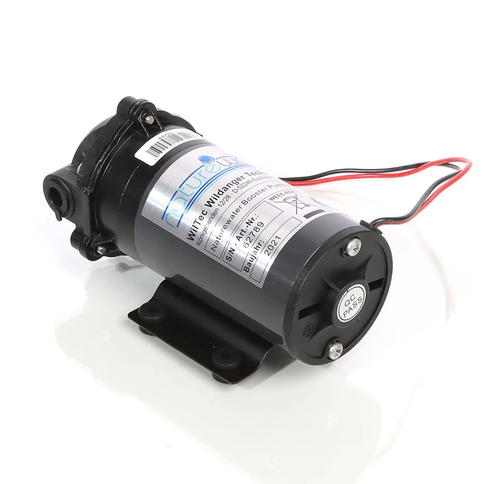 Wiltec Druckerhöhungspumpe 100 GPD (350 l), Booster Pumpe 35 W für Umkehrosmoseanlage, Wasser Eingangsdruck 2 bar auf Ausgangsdruck 5 bar