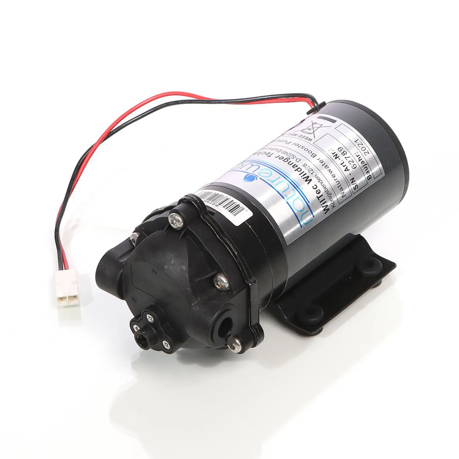 Wiltec Druckerhöhungspumpe 100 GPD (350 l), Booster Pumpe 35 W für Umkehrosmoseanlage, Wasser Eingangsdruck 2 bar auf Ausgangsdruck 5 bar