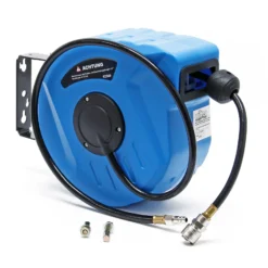 Wiltec Druckluft Schlauchtrommel mit 10 + 1 m Druckluftschlauch, 8 bar Arbeitsdruck, automatik Druckluft Schlauchaufroller