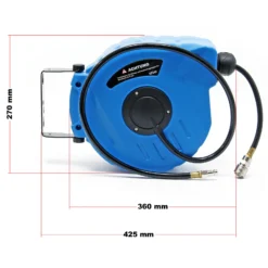 Wiltec Druckluft Schlauchtrommel mit 10 + 1 m Druckluftschlauch, 8 bar Arbeitsdruck, automatik Druckluft Schlauchaufroller