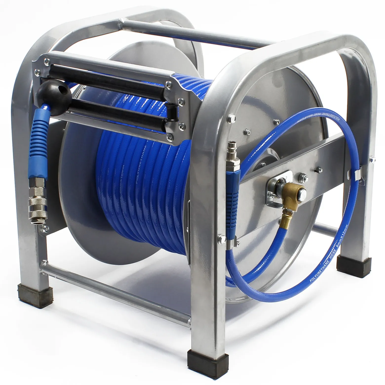 Wiltec Druckluft Schlauchtrommel mit 30 m Druckluftschlauch bis 12 bar, 12,91 mm Automatik Druckluft Schlauchaufroller