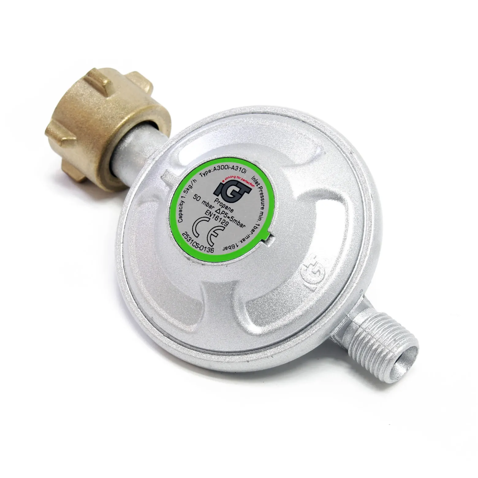 Wiltec Druckminderer auf 50 mbar, reguliert 1,5 kg/h, für Gaszylinder mit Eingang Ø 1/14" / 21,8 mm LH Gasdruckregler Druckregler Gasregler Gasdruckminderer