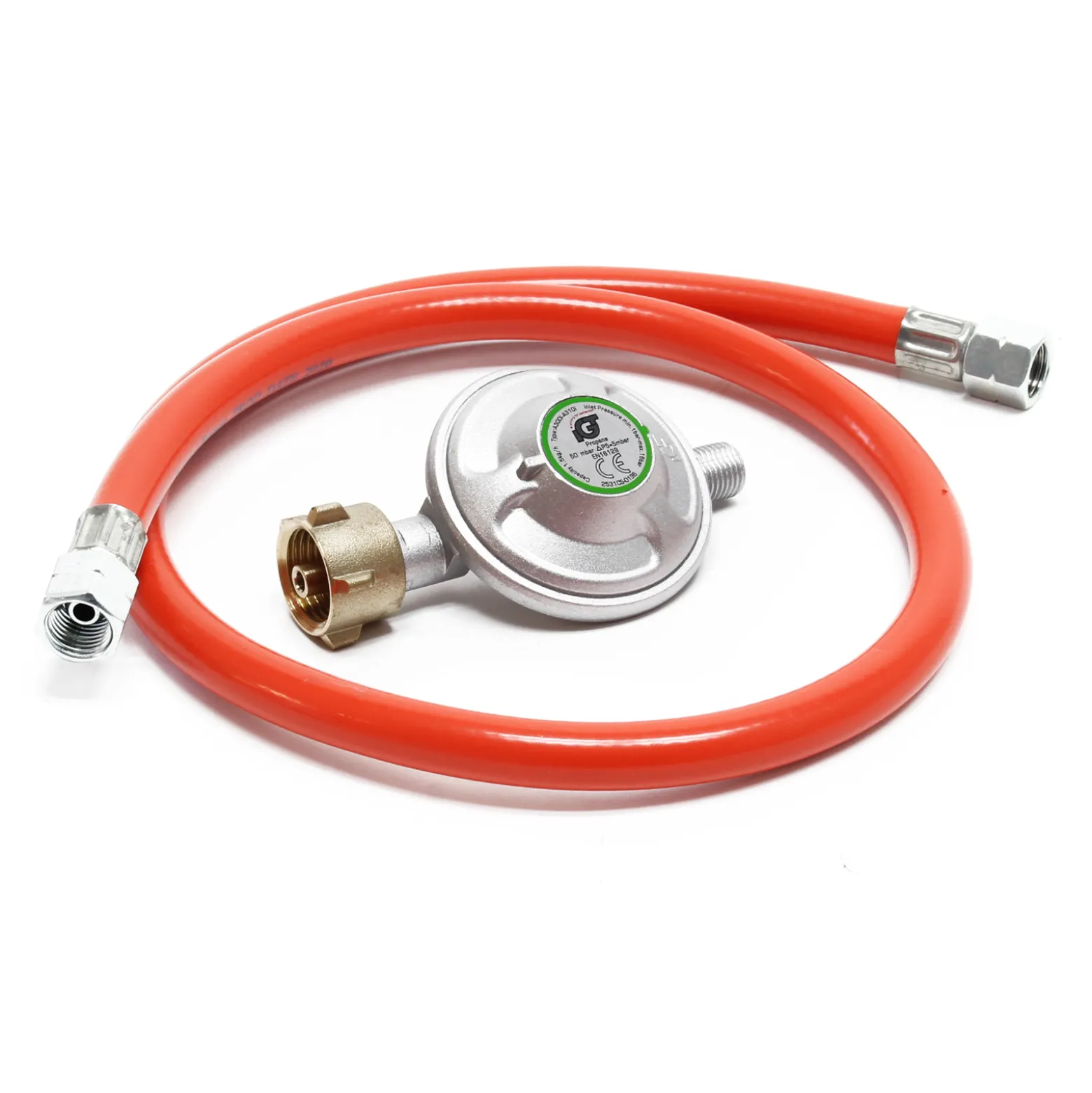 Wiltec Druckminderer auf 50 mbar mit 80 cm Propanschlauch für Gaszylinder mit Eingang Ø 1/14" / 21,8 mm LH Gasdruckregler Druckregler Gasregler Gasdruckminderer