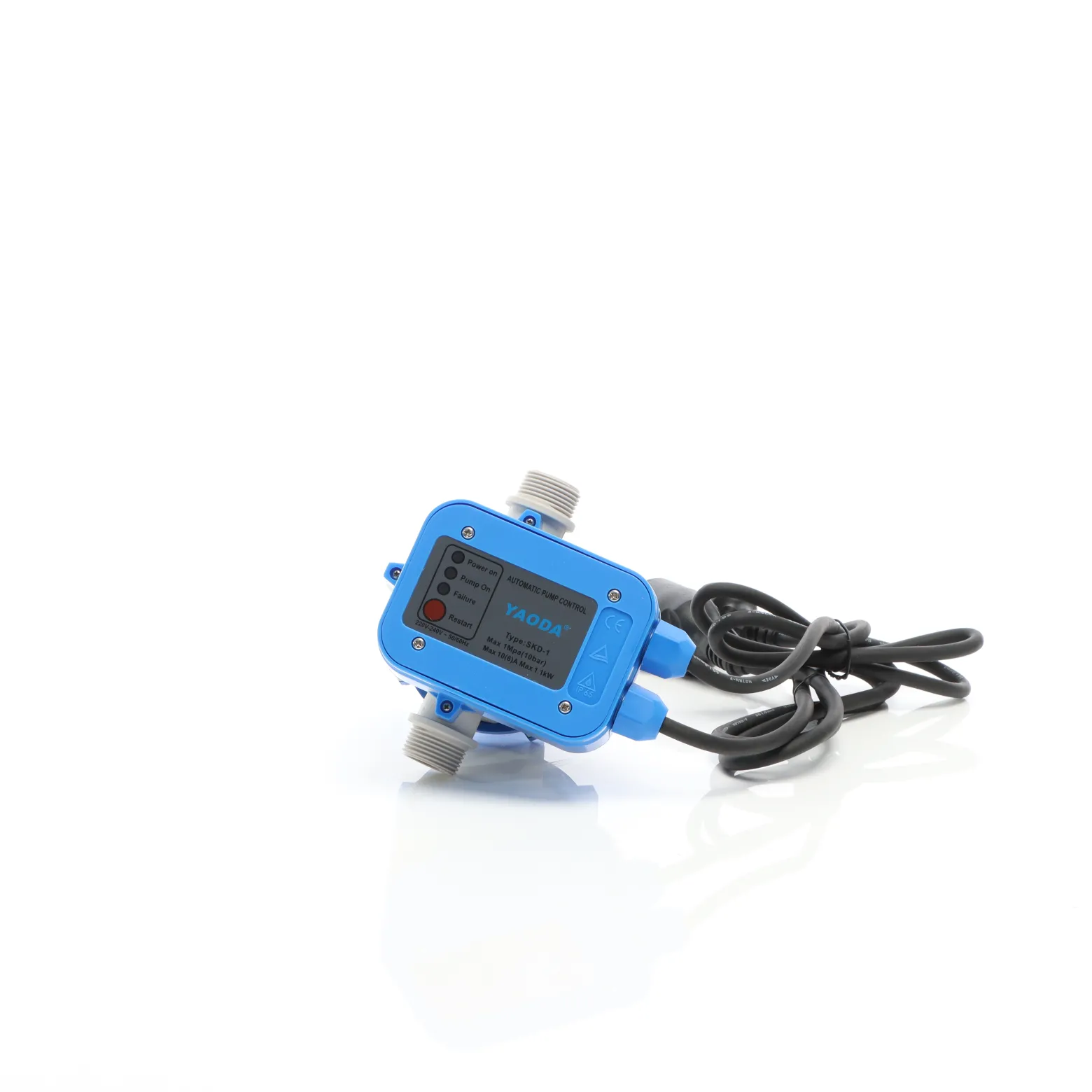 Wiltec Druckschalter mit Kabel SKD-1 230V bis 10 bar, Druckwächter mit Trockenlaufschutz für Hauswasserwerke und Pumpen, zuverlässige Pumpensteuerung