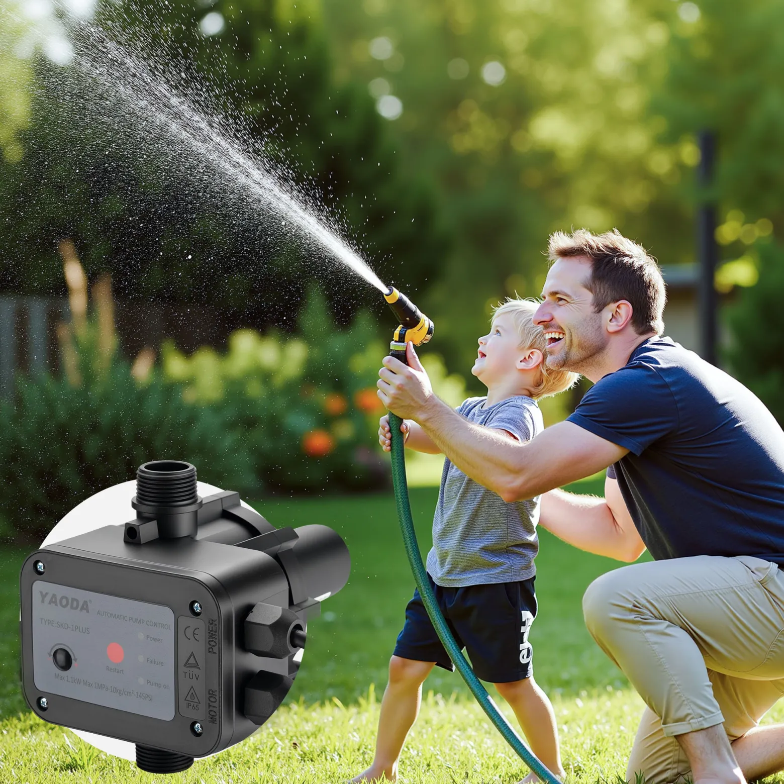 Wiltec Druckschalter mit Kabel SKD-1 230V bis 10 bar, Druckwächter mit Trockenlaufschutz für Hauswasserwerke und Pumpen, zuverlässige Pumpensteuerung
