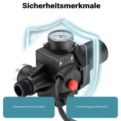 Wiltec Druckschalter SKD-3 230V 1-phasig bis 10 bar, Druckwächter mit Trockenlaufschutz für Hauswasserwerke und Pumpen, zuverlässige Pumpensteuerung
