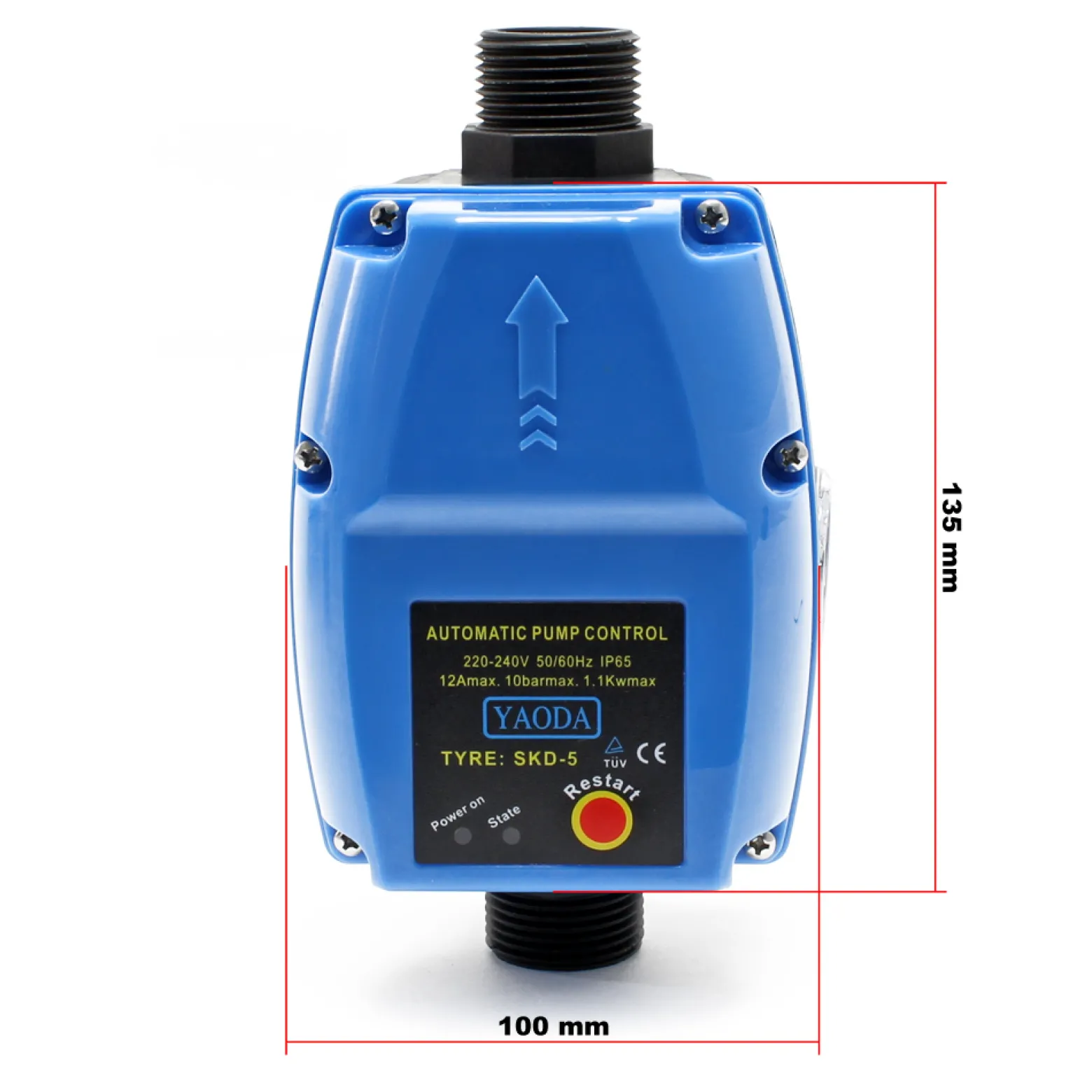 Wiltec Druckschalter SKD-5 230V 1-phasig bis 10 bar, Druckwächter mit Trockenlaufschutz für Hauswasserwerke und Pumpen, zuverlässige Pumpensteuerung