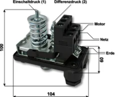 Wiltec Druckschalter SK-9 380V 3-phasig, Druckwächter mit Trockenlaufschutz für Hauswasserwerke und Pumpen, zuverlässige Pumpensteuerung