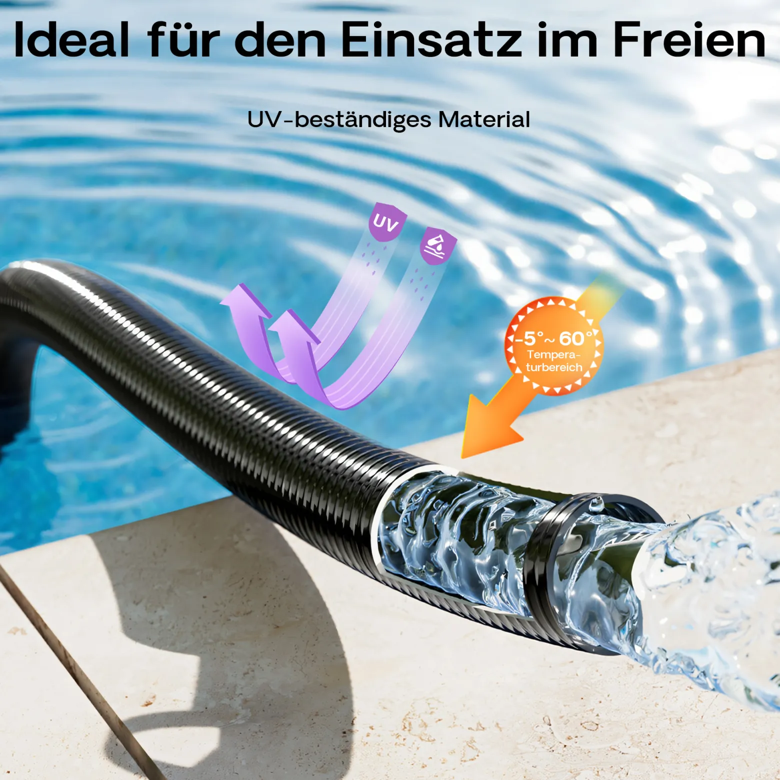 Wiltec Druck- und Saugschlauch 10m Teichschlauch 38mm (1 1/2") schwarz kältebeständig bis –5 °C, sehr gute UV-Beständigkeit Pumpenschlauch