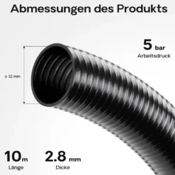 Wiltec Druck- und Saugschlauch 10m Teichschlauch 32mm (1 1/4