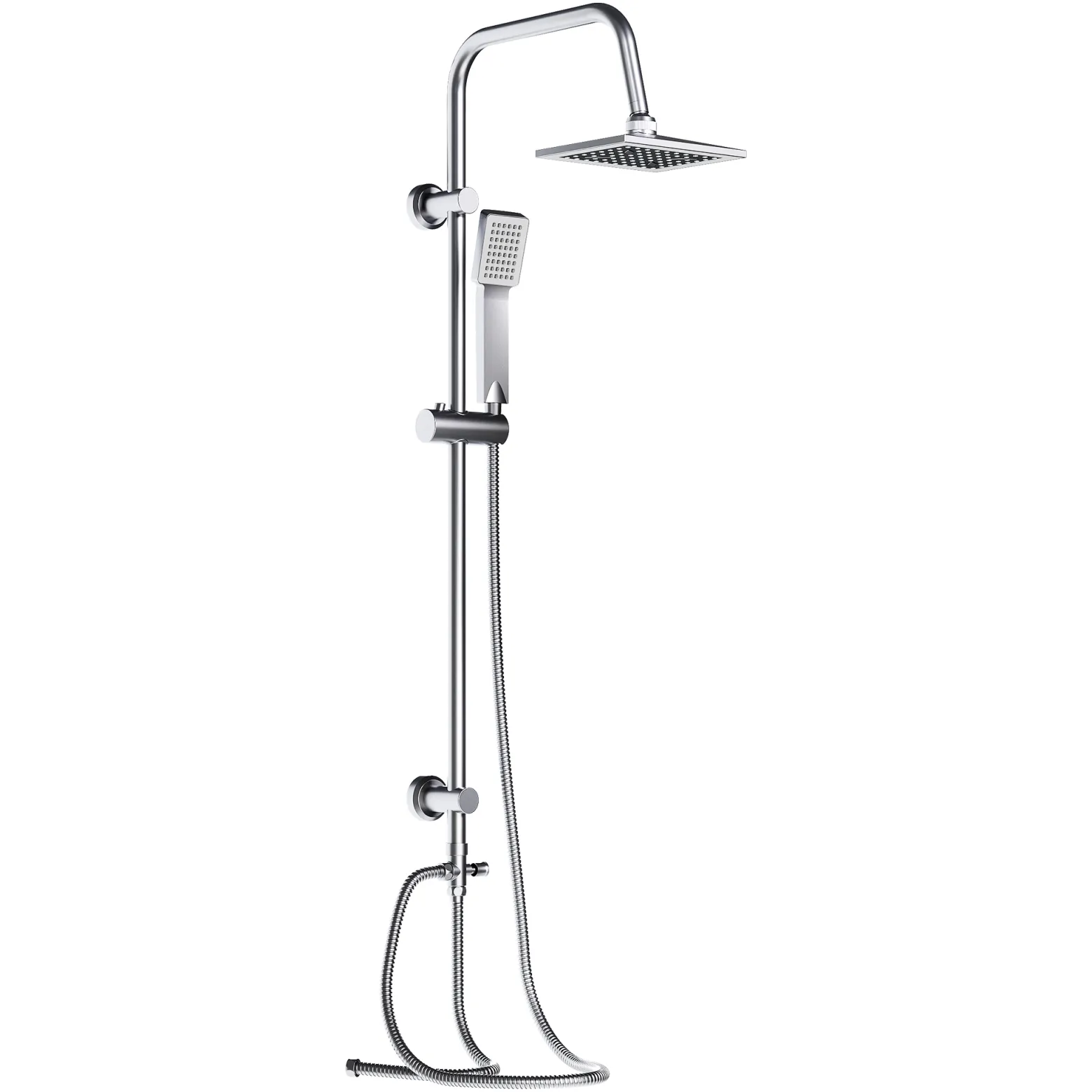 Wiltec Duscharmatur mit quadratischer Regendusche Duschsystem inkl. Handbrause Komplettset zur Wandmontage