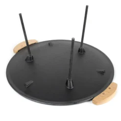 Wiltec Dutch Oven Grillplatte mit Holzgriffen rund Ø44cm Gusseisen, Grillaufsatz mit 2 Sets Beine 20cm+32cm